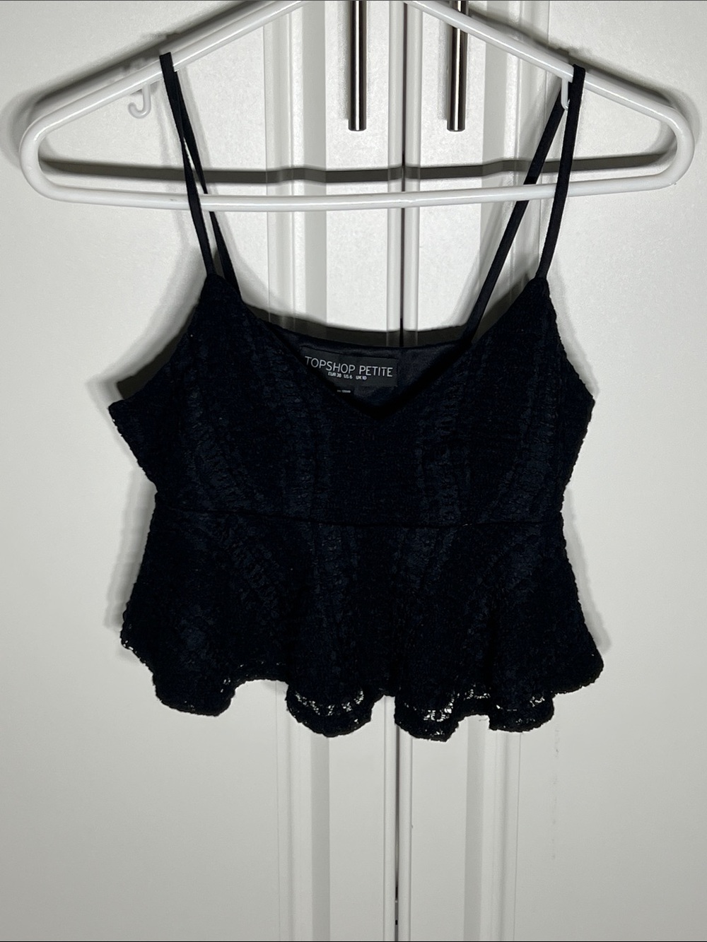 Topshop PETITE Black Lace Peplum Camisole